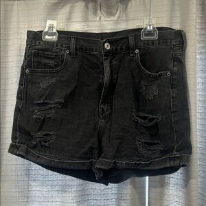 American Eagle Outfitters Black Distressed Jean Shorts
